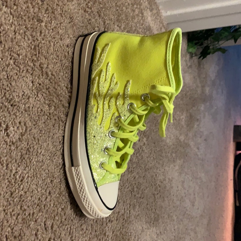 Lime fire high top converse